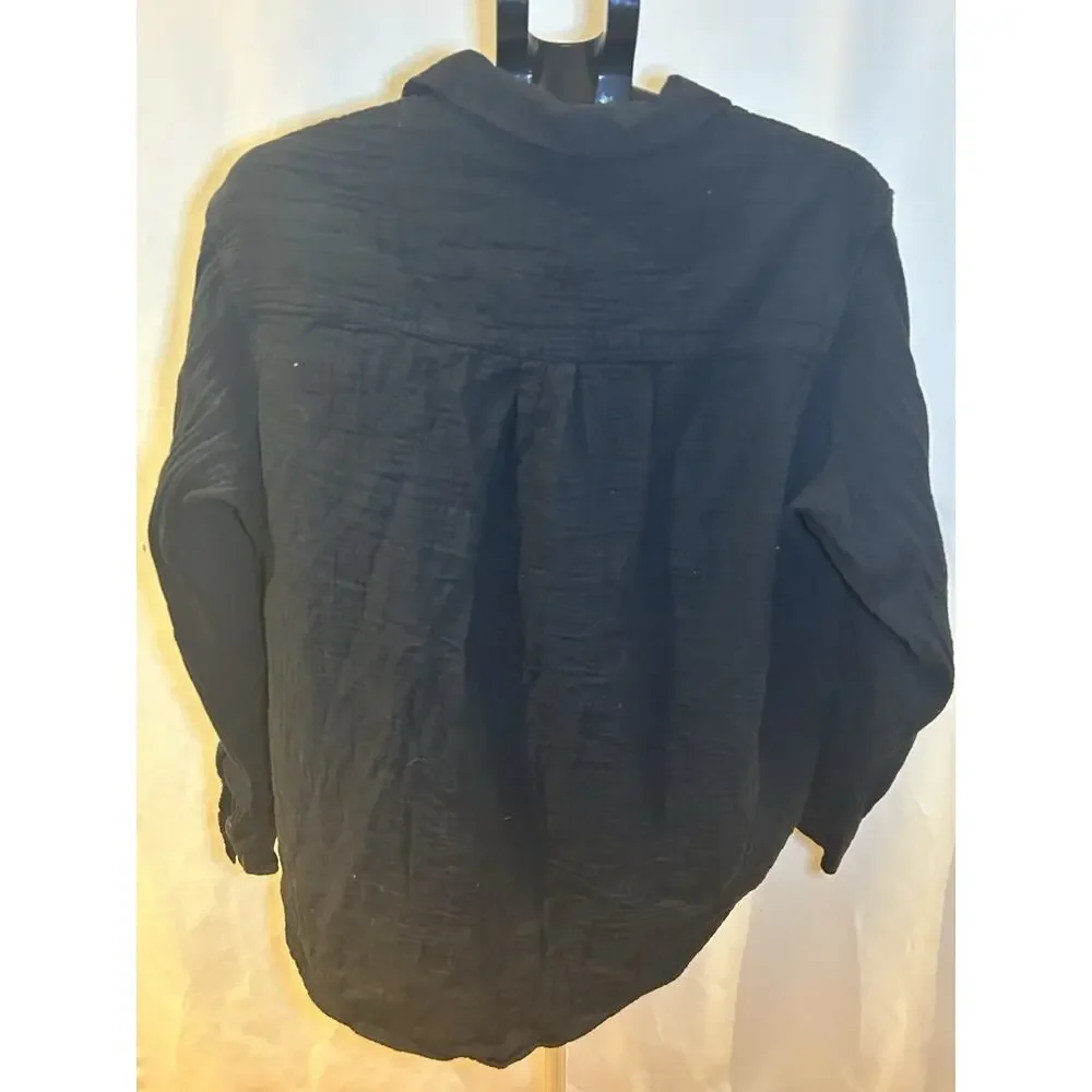 Gap Black 100% Cotton Button Down Shirt Women's size M - Picture 2 of 3